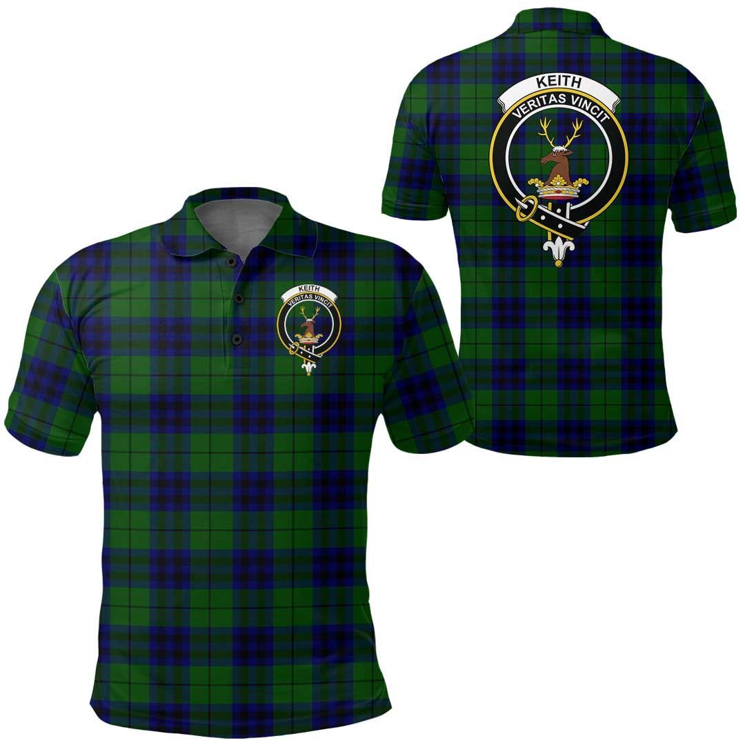 Clothing - Keith Modern Clan Tartan Crest Polo Shirt A7 Clothing - Keith Modern Clan Tartan Crest Polo Shirt A7