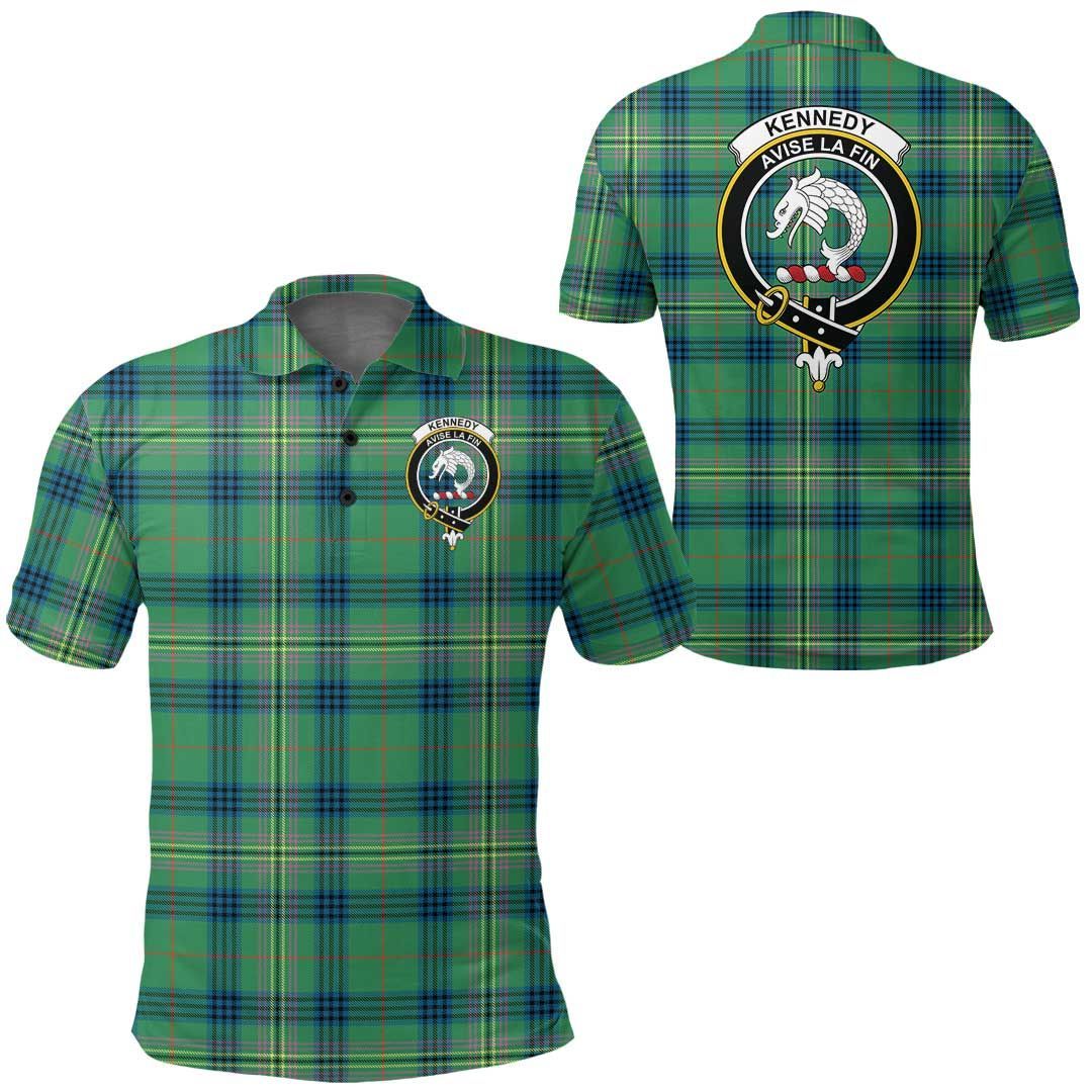 Clothing - Kennedy Ancient Clan Tartan Crest Polo Shirt A7 Clothing - Kennedy Ancient Clan Tartan Crest Polo Shirt A7