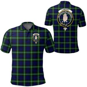 Clothing - Lamont Modern Clan Tartan Crest Polo Shirt A7