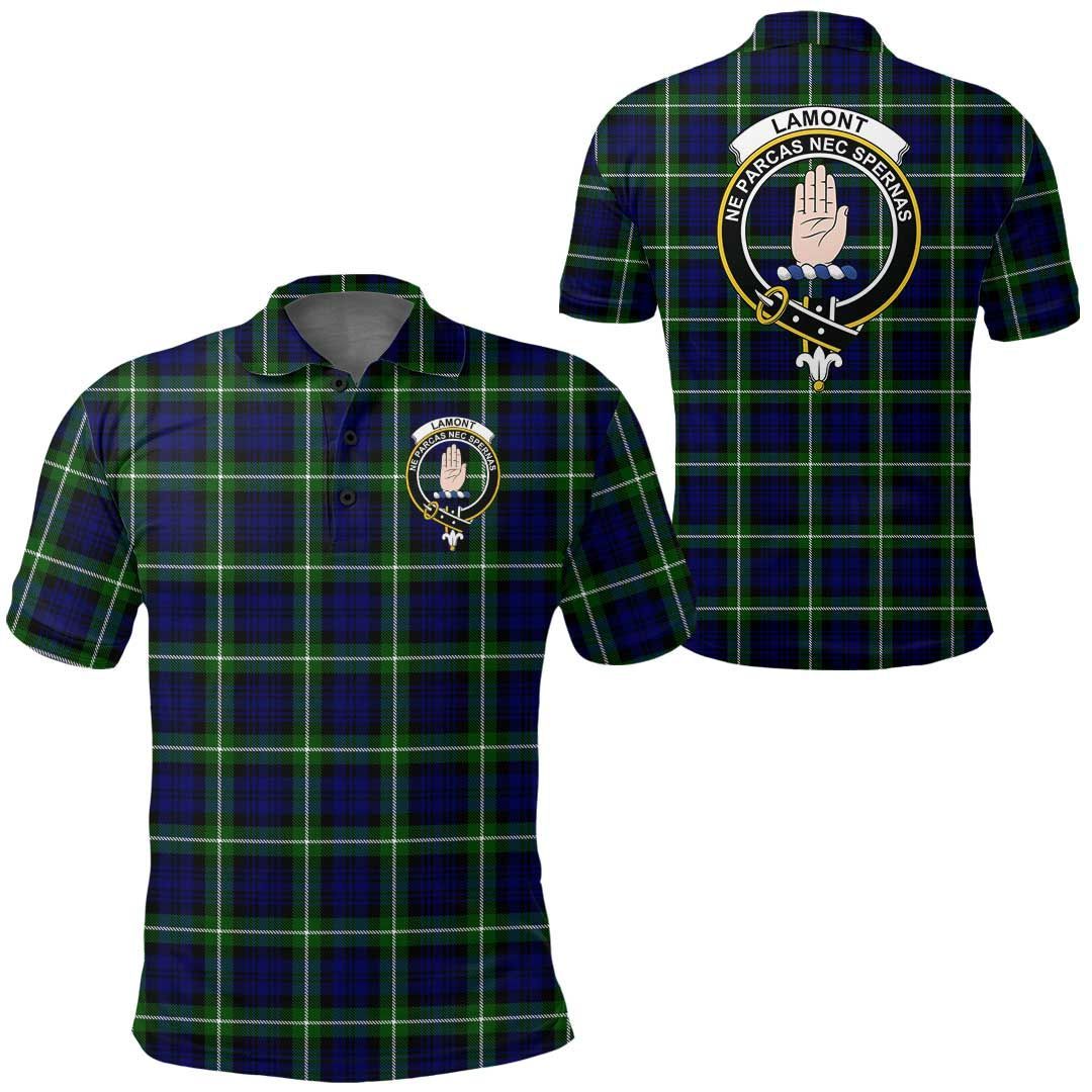 Clothing - Lamont Modern Clan Tartan Crest Polo Shirt A7 Clothing - Lamont Modern Clan Tartan Crest Polo Shirt A7