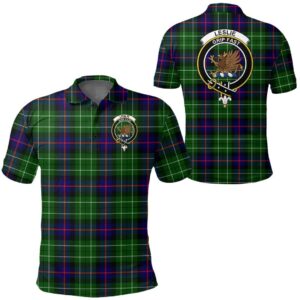 Clothing - Leslie Hunting Ancient Clan Tartan Crest Polo Shirt A7