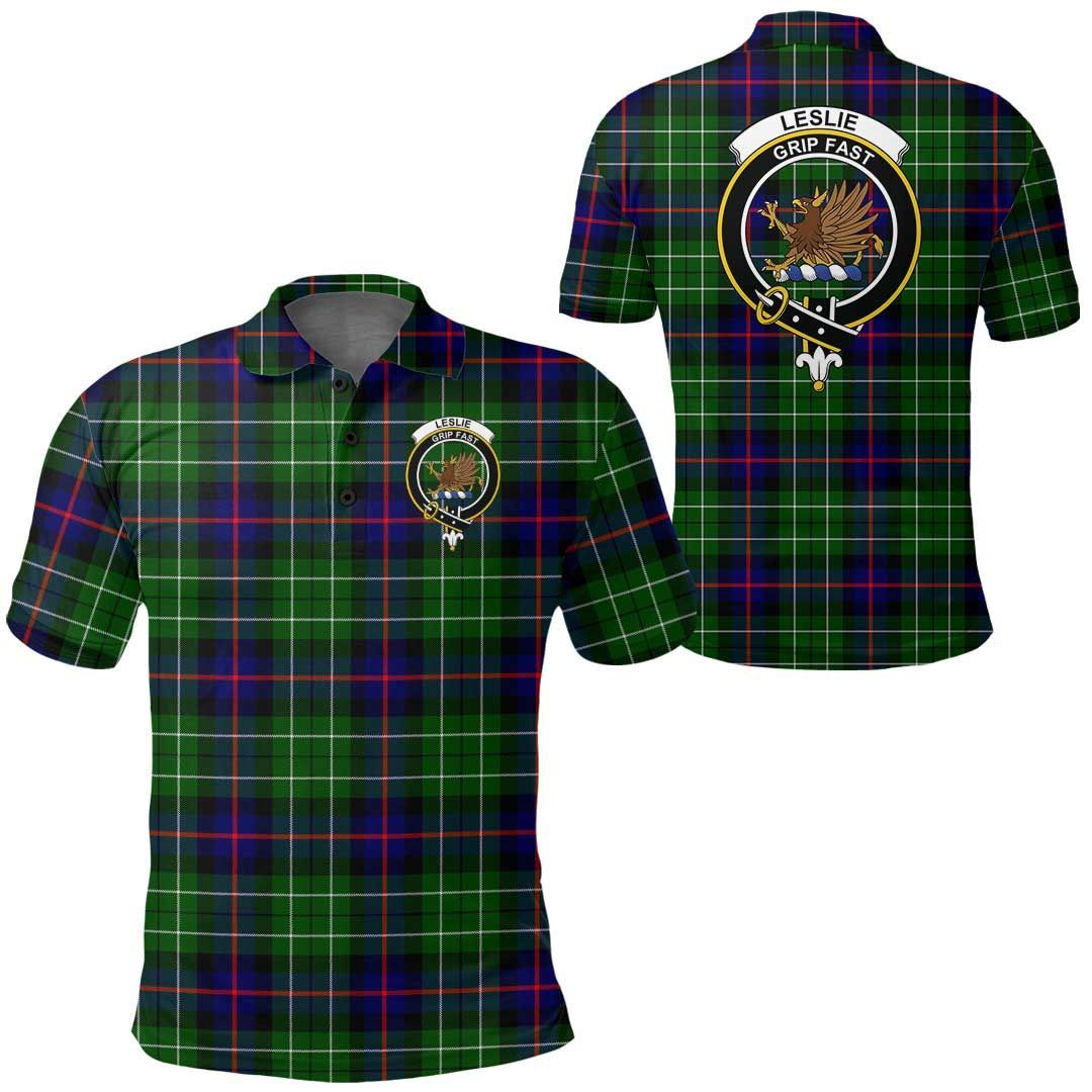Clothing - Leslie Hunting Ancient Clan Tartan Crest Polo Shirt A7 Clothing - Leslie Hunting Ancient Clan Tartan Crest Polo Shirt A7