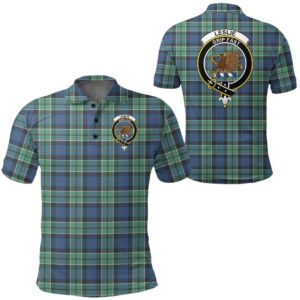 Clothing - Leslie Hunting Clan Tartan Crest Polo Shirt A7