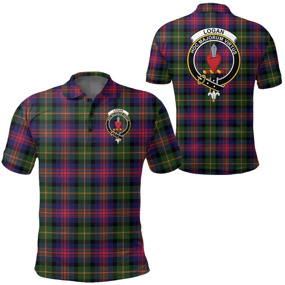 Clothing - Logan Modern Clan Tartan Crest Polo Shirt A7 Clothing - Logan Modern Clan Tartan Crest Polo Shirt A7
