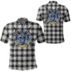 Clothing - MacFarlane Black & White Tartan Polo Shirt Celtic Scottish Warrior - Golf Shirt A7