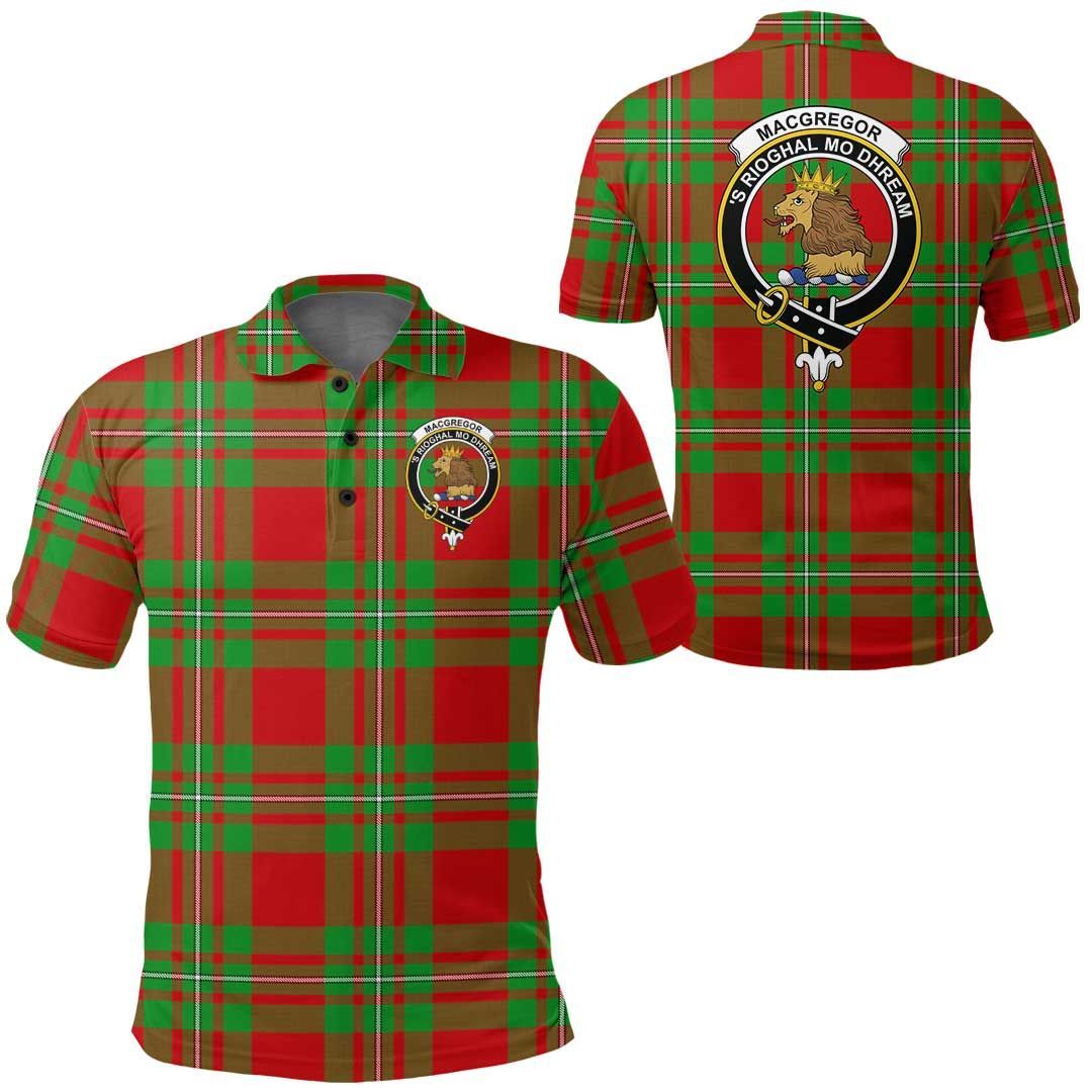 Clothing - Macgregor Modern Clan Tartan Crest Polo Shirt A7 Clothing - Macgregor Modern Clan Tartan Crest Polo Shirt A7