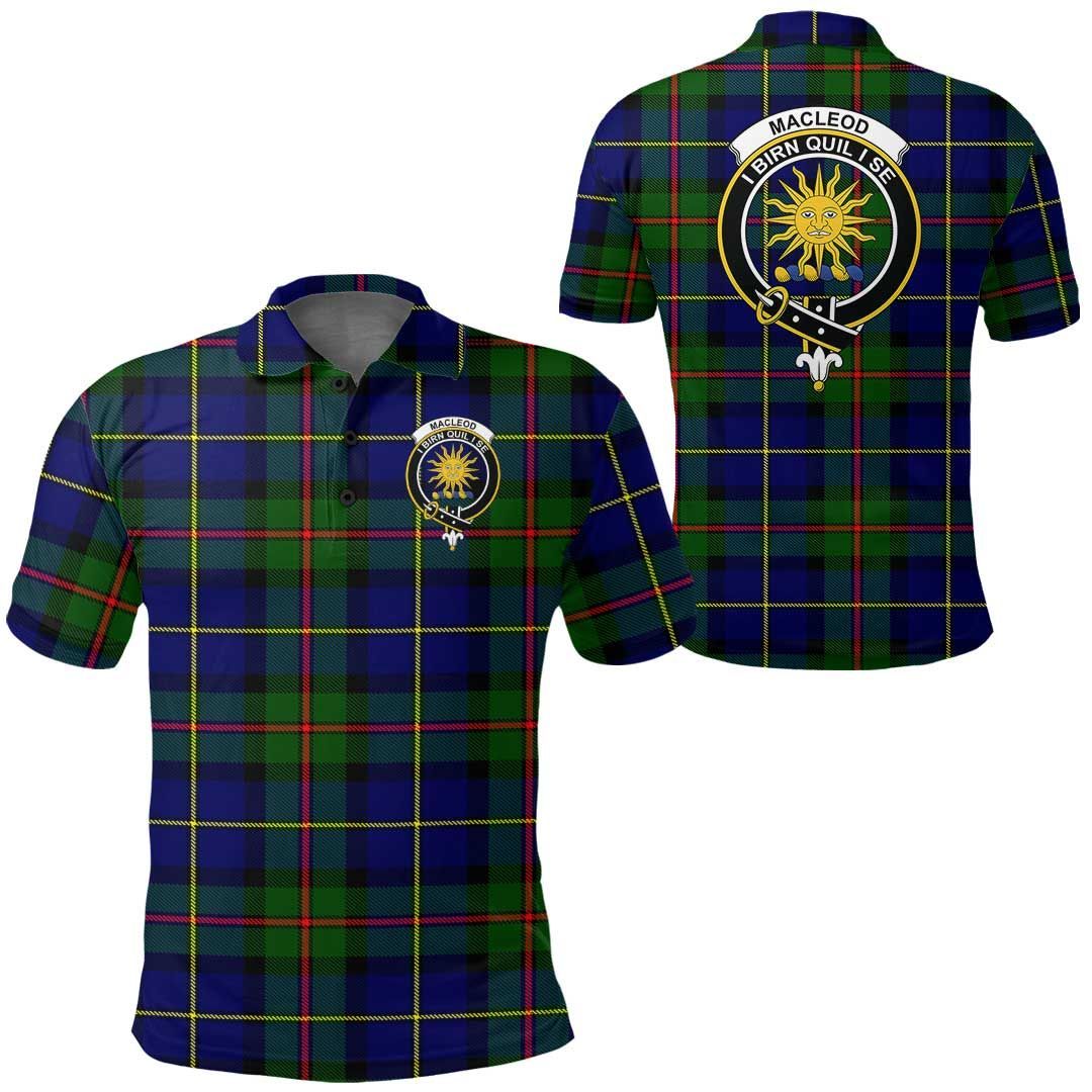 Clothing - Macleod Of Harris Modern Clan Tartan Crest Polo Shirt A7 Clothing - Macleod Of Harris Modern Clan Tartan Crest Polo Shirt A7