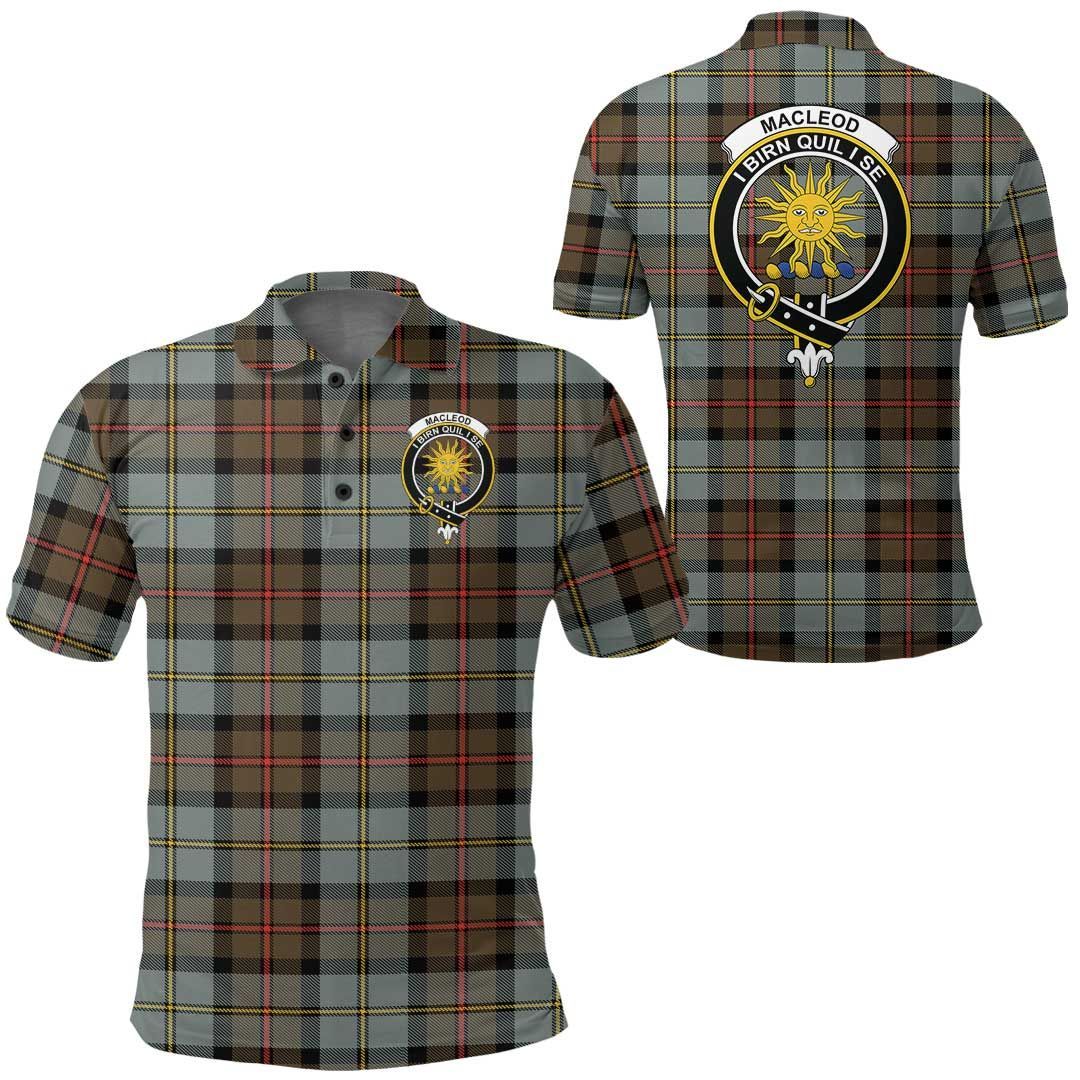 Clothing - Macleod Of Harris Weathered Clan Tartan Crest Polo Shirt A7 Clothing - Macleod Of Harris Weathered Clan Tartan Crest Polo Shirt A7