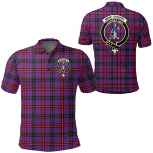 Clothing - Montgomery Modern Clan Tartan Crest Polo Shirt A7