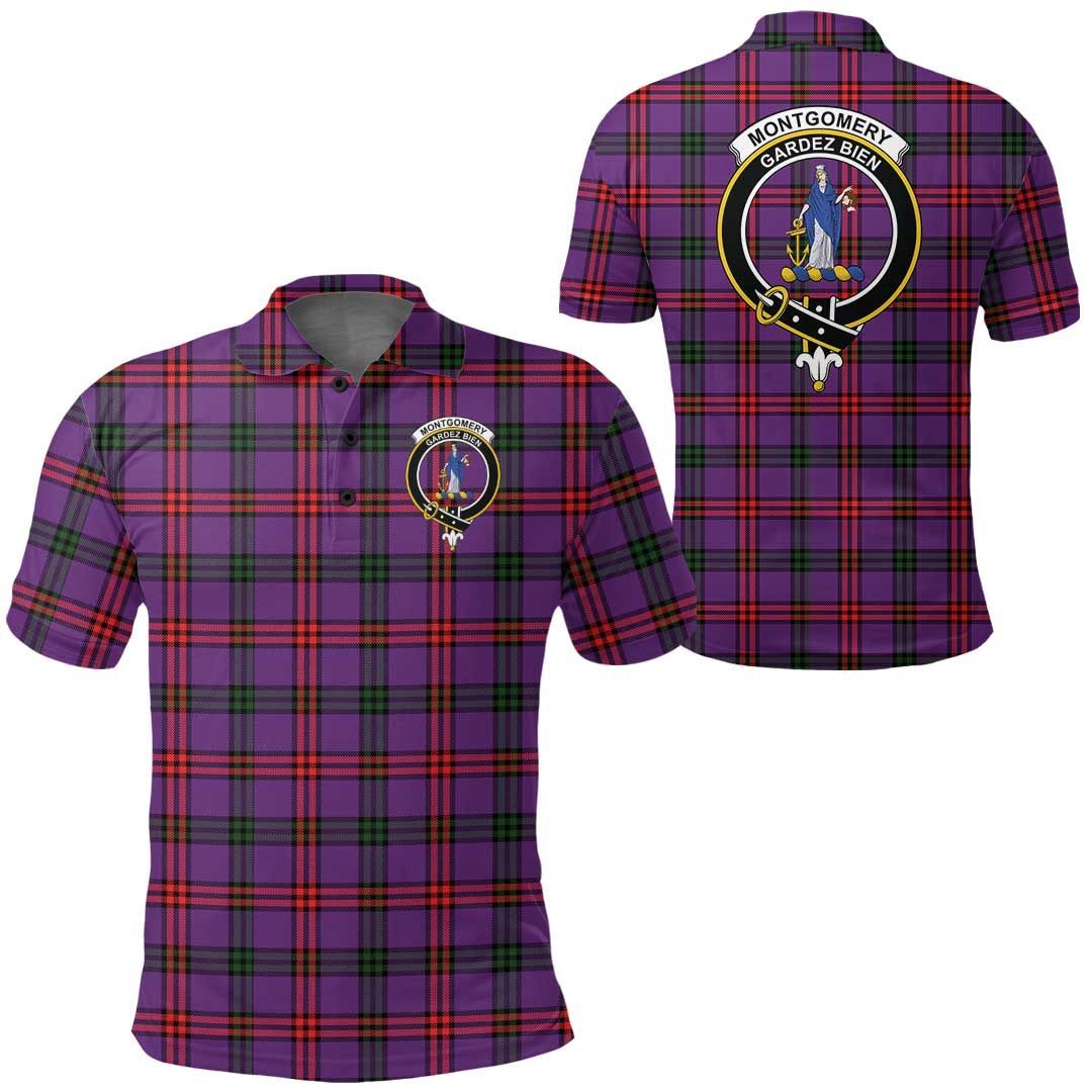 Clothing - Montgomery Modern Clan Tartan Crest Polo Shirt A7 Clothing - Montgomery Modern Clan Tartan Crest Polo Shirt A7