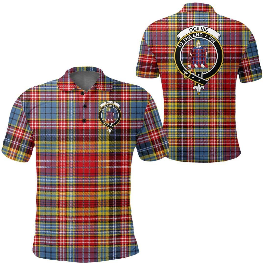 Clothing - Ogilvie Clan Tartan Crest Polo Shirt A7 Clothing - Ogilvie Clan Tartan Crest Polo Shirt A7