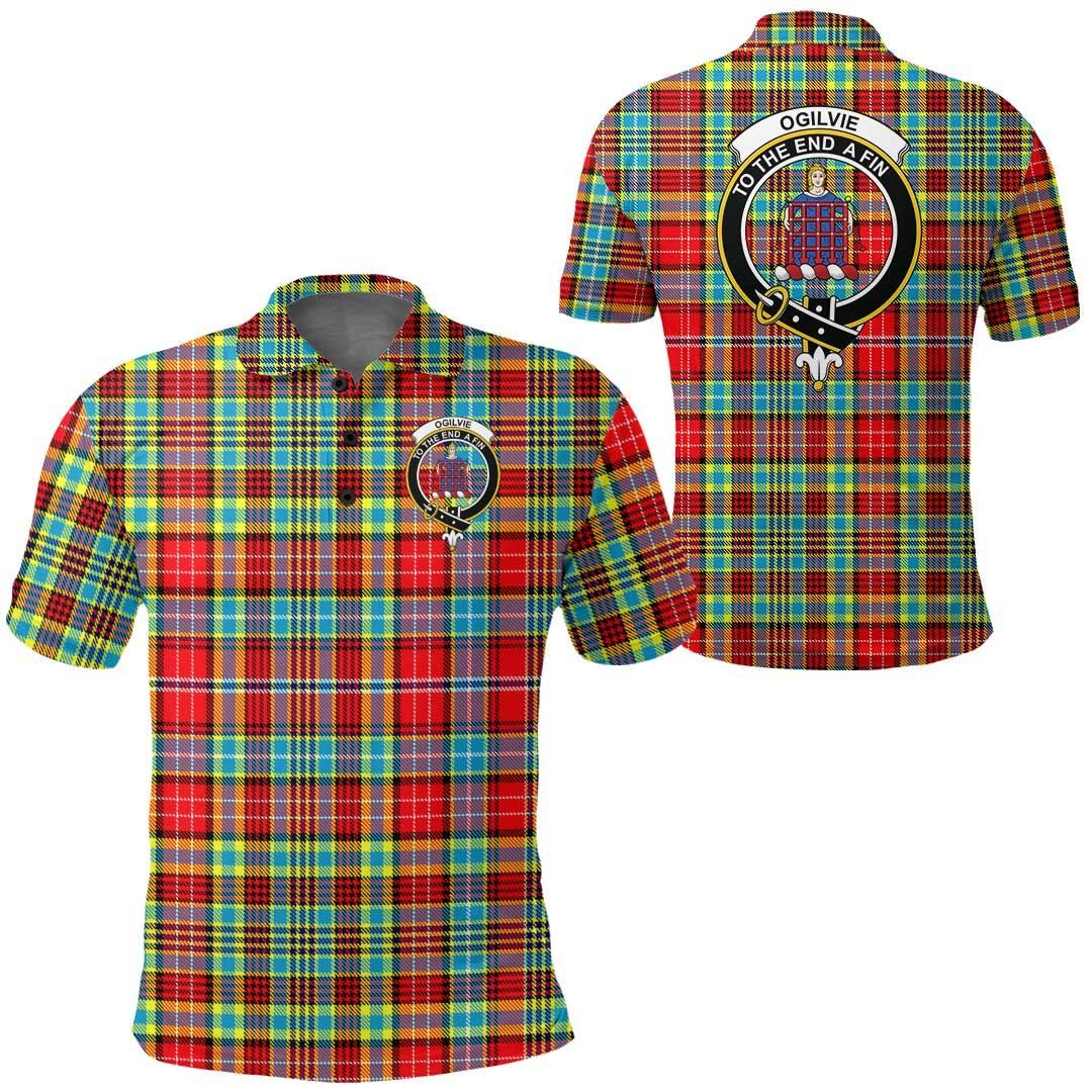 Clothing - Ogilvie Hunting Ancient Clan Tartan Crest Polo Shirt A7 Clothing - Ogilvie Hunting Ancient Clan Tartan Crest Polo Shirt A7