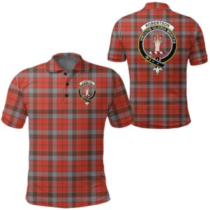 Clothing - Robertson Weathered Clan Tartan Crest Polo Shirt A7