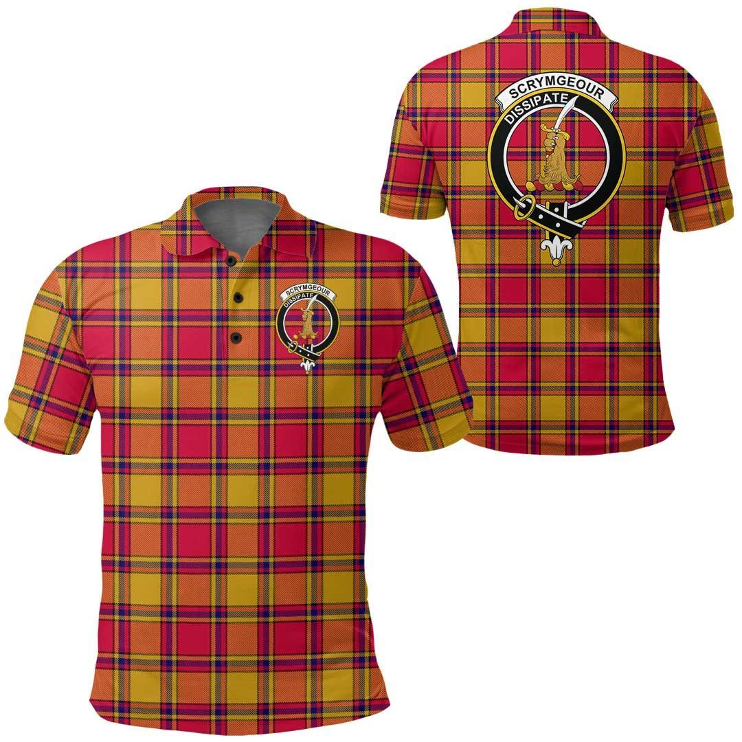 Clothing - Scrymgeour Clan Tartan Crest Polo Shirt A7 Clothing - Scrymgeour Clan Tartan Crest Polo Shirt A7
