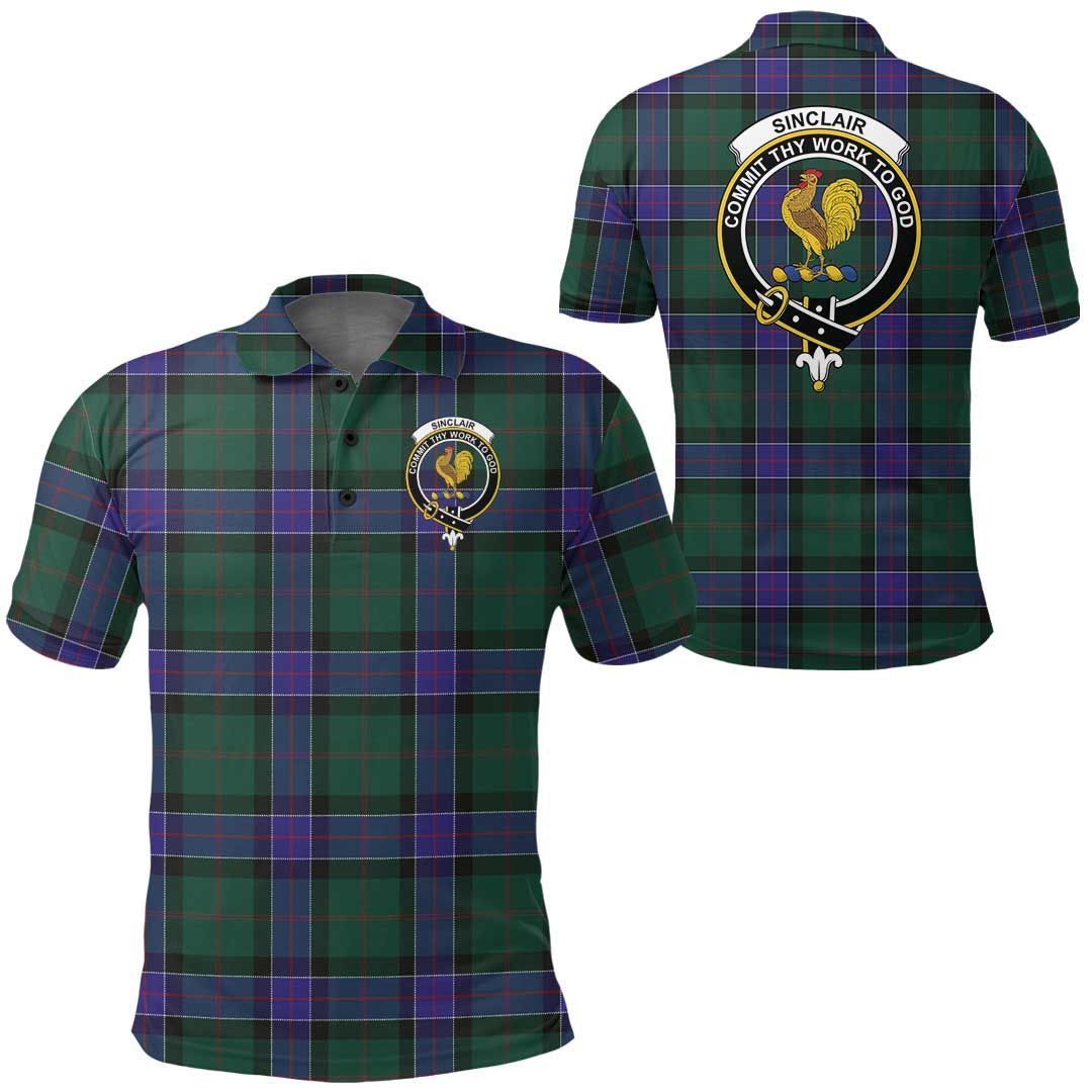Clothing - Sinclair Hunting Modern Clan Tartan Crest Polo Shirt A7 Clothing - Sinclair Hunting Modern Clan Tartan Crest Polo Shirt A7