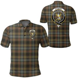 Clothing - Stewart Hunting Weathered Clan Tartan Crest Polo Shirt A7