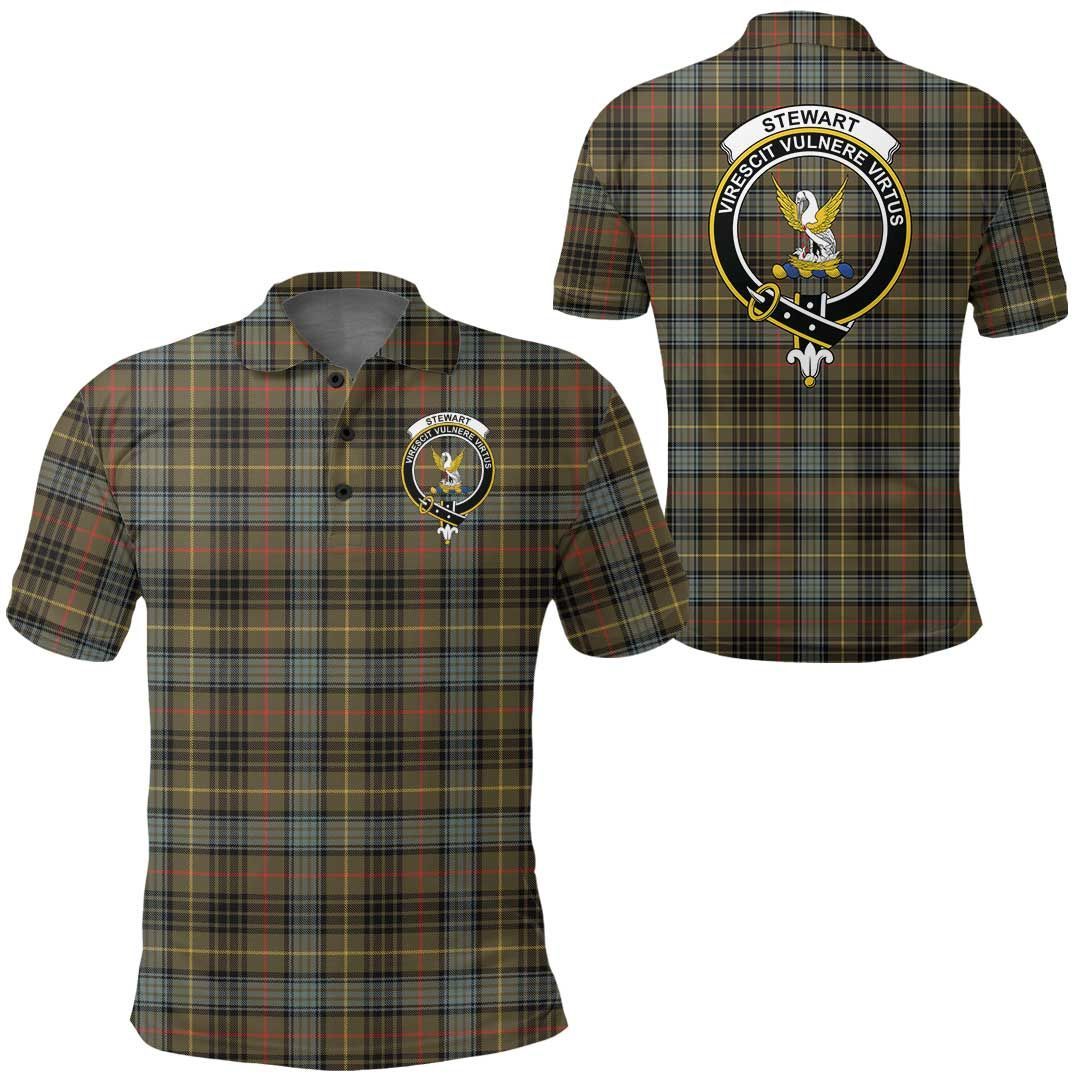 Clothing - Stewart Hunting Weathered Clan Tartan Crest Polo Shirt A7 Clothing - Stewart Hunting Weathered Clan Tartan Crest Polo Shirt A7
