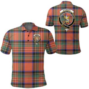 Clothing - Stewart Royal Ancient Clan Tartan Crest Polo Shirt A7
