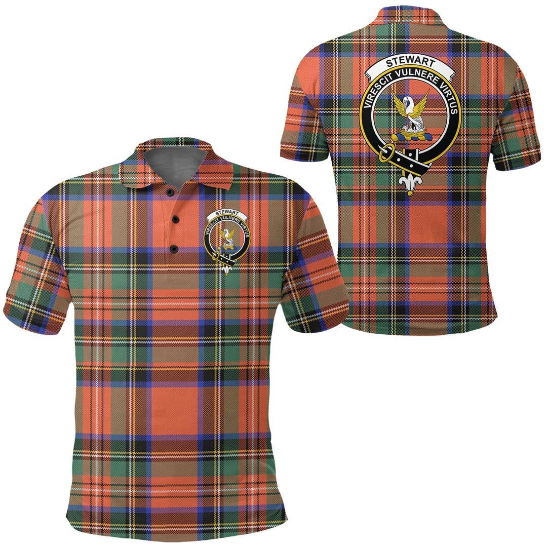 Clothing - Stewart Royal Ancient Clan Tartan Crest Polo Shirt A7 Clothing - Stewart Royal Ancient Clan Tartan Crest Polo Shirt A7