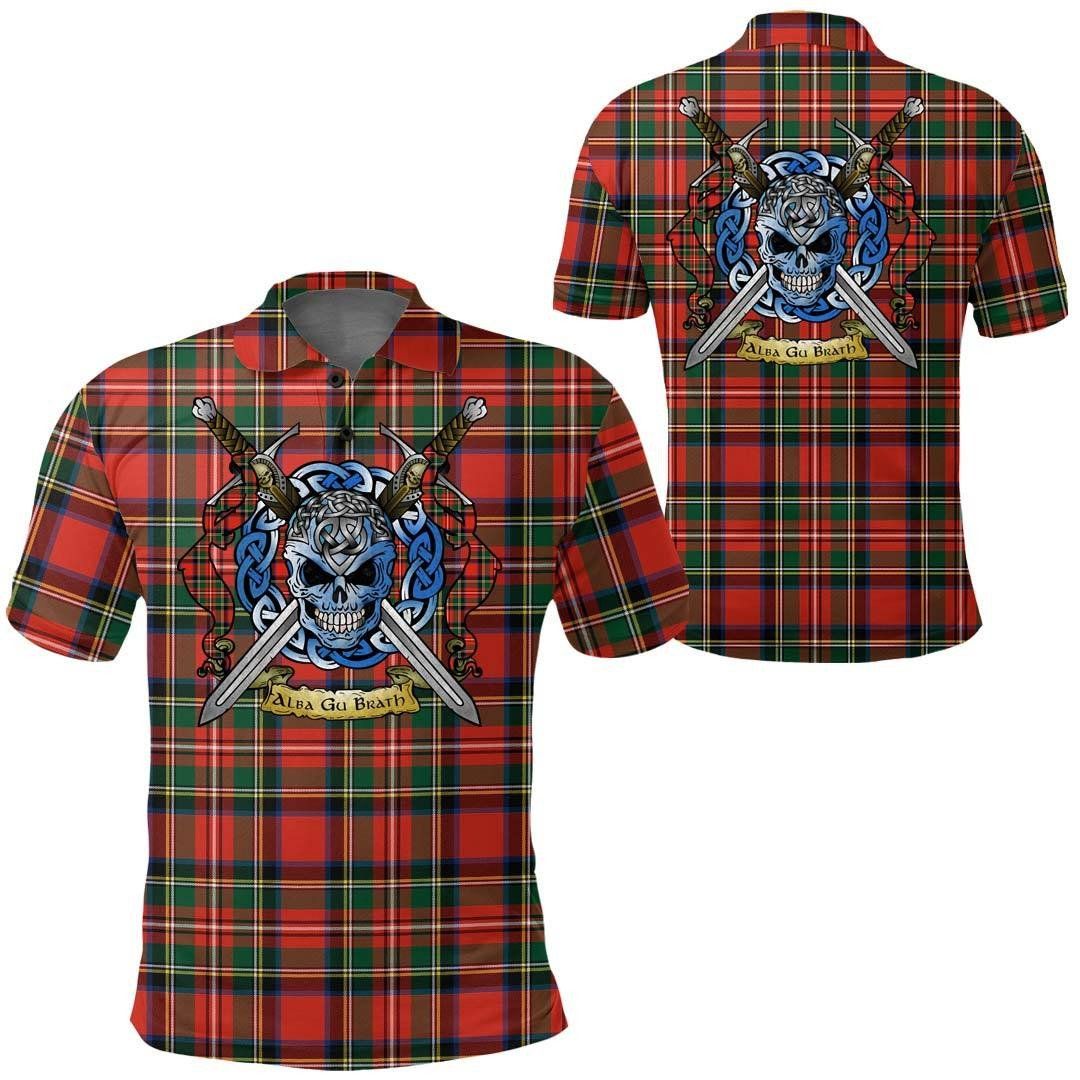 Clothing - Stewart Royal Modern Tartan Polo Shirt Celtic Scottish Warrior - Golf Shirt A7 Clothing - Stewart Royal Modern Tartan Polo Shirt Celtic Scottish Warrior - Golf Shirt A7
