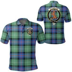 Clothing - Sutherland Old Ancient Clan Tartan Crest Polo Shirt A7