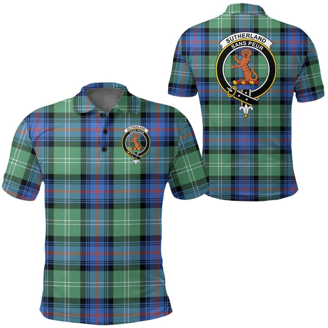 Clothing - Sutherland Old Ancient Clan Tartan Crest Polo Shirt A7 Clothing - Sutherland Old Ancient Clan Tartan Crest Polo Shirt A7
