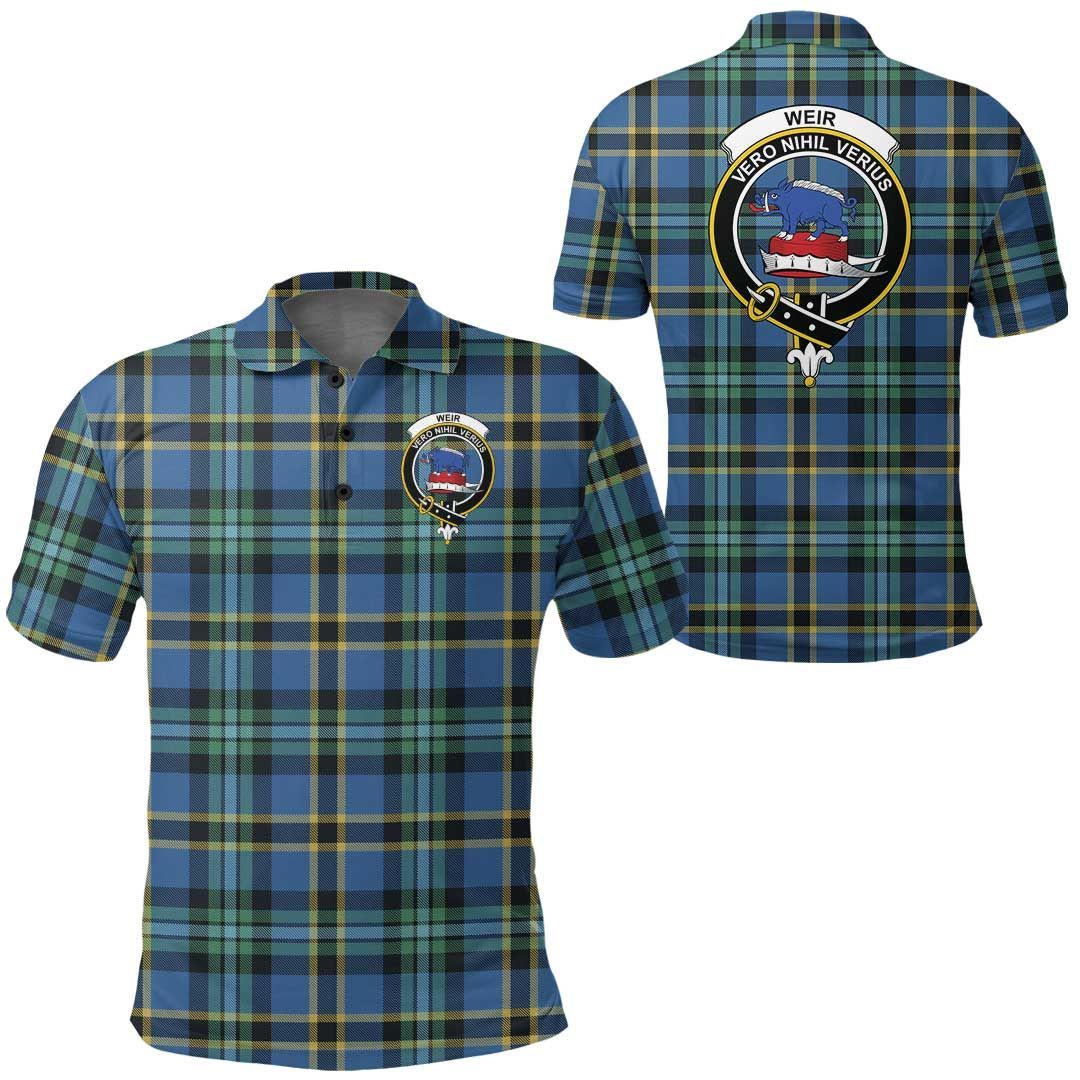 Clothing - Weir Ancient Clan Tartan Crest Polo Shirt A7 Clothing - Weir Ancient Clan Tartan Crest Polo Shirt A7