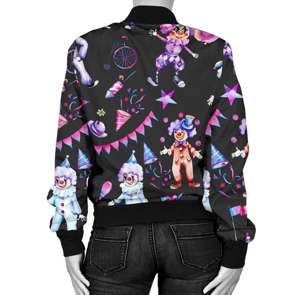 Clown-Pattern-Print-Women-Casual-Bomber-Jacket-2