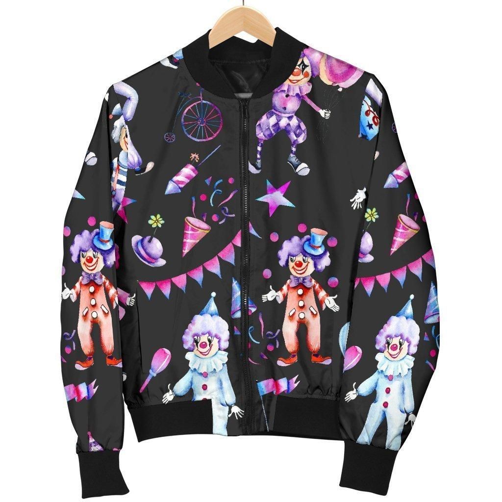 Clown Pattern Print Women Casual Bomber Jacket Clown Pattern Print Women Casual Bomber Jacket