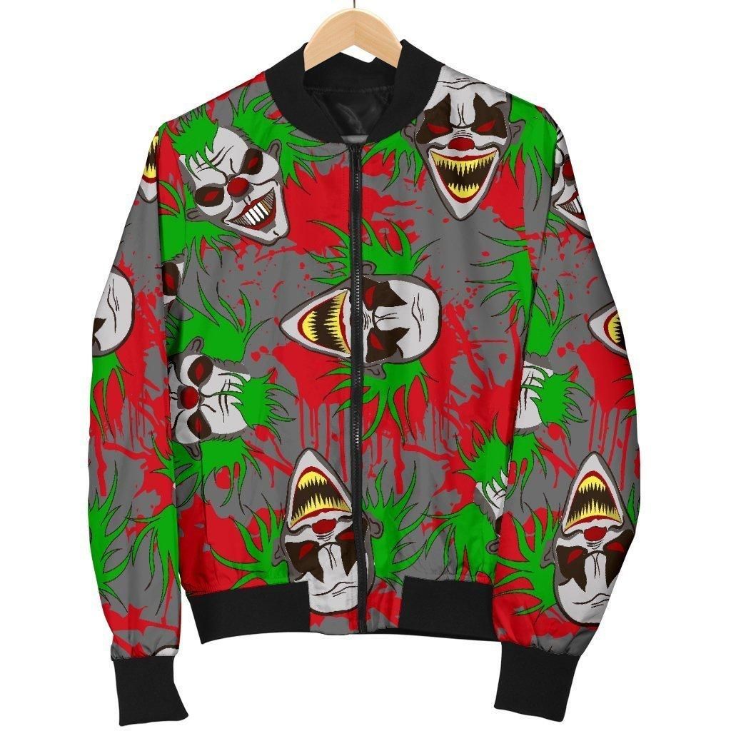 Clown Scary Pattern Print Women Casual Bomber Jacket Clown Scary Pattern Print Women Casual Bomber Jacket