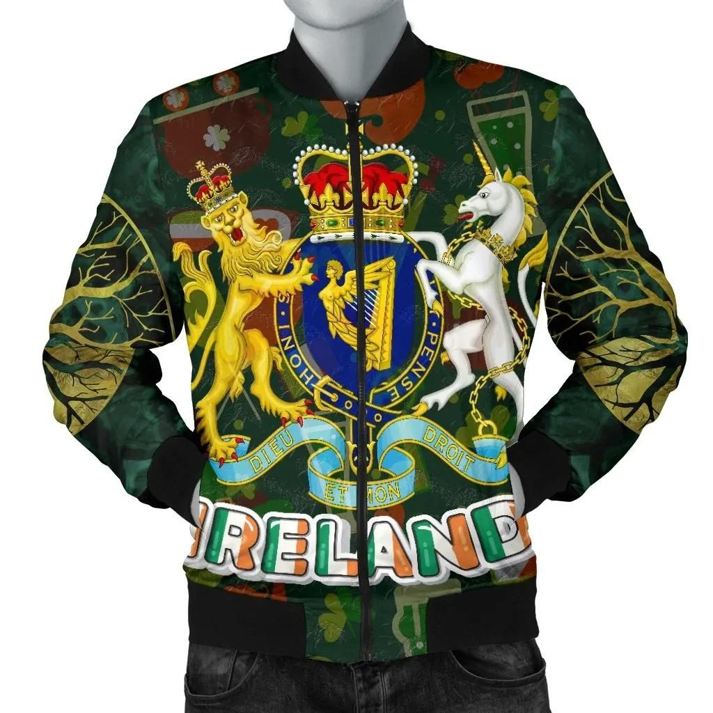 Coat of Arms Kingdom of Ireland Men's Bomber Jacket - Celtic Inspired - BN21 Bomber Jacket Coat of Arms Kingdom of Ireland Men's Bomber Jacket - Celtic Inspired - BN21 Bomber Jacket