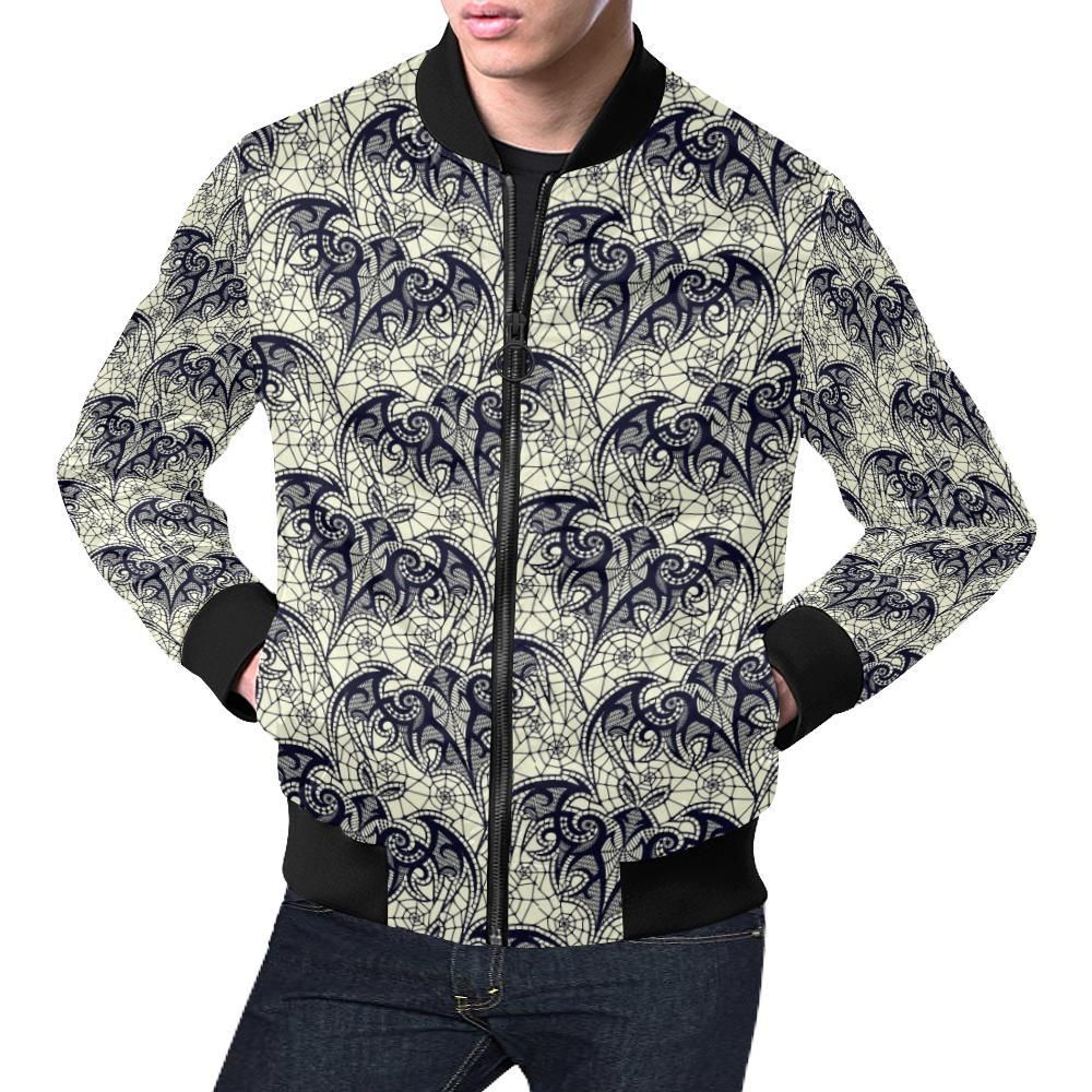 Cobweb Halloween Bat Pattern Print Mens Bomber Jacket Cobweb Halloween Bat Pattern Print Mens Bomber Jacket