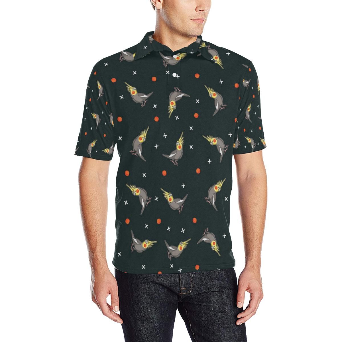 Cockatiel Pattern Print Design 02 Men Polo Shirt Cockatiel Pattern Print Design 02 Men Polo Shirt