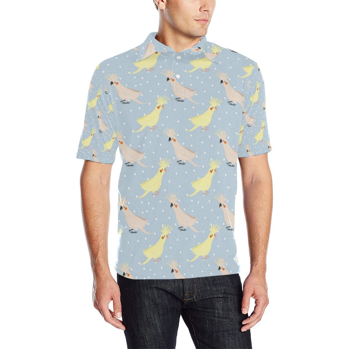 Cockatiel Pattern Print Design 03 Men Polo Shirt Cockatiel Pattern Print Design 03 Men Polo Shirt