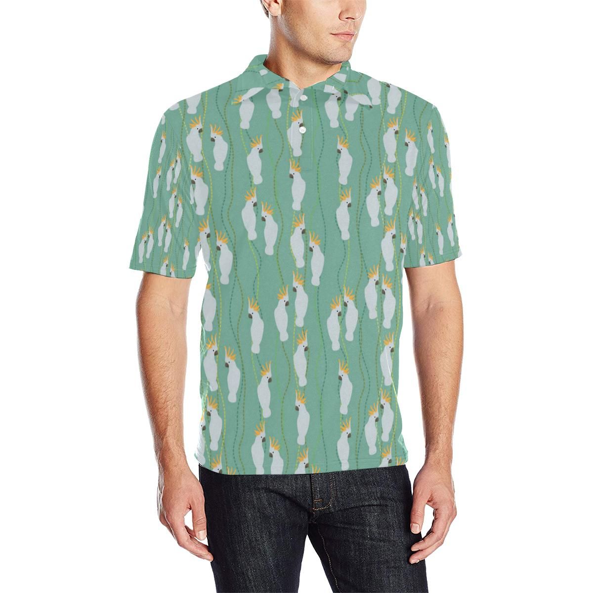 Cockatoo Pattern Print Design 01 Men Polo Shirt Cockatoo Pattern Print Design 01 Men Polo Shirt