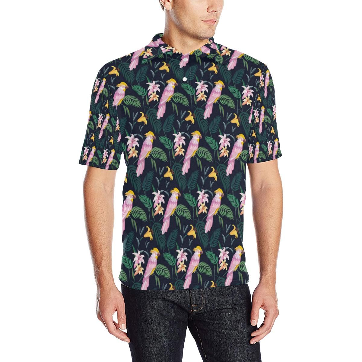 Cockatoo Pattern Print Design 03 Men Polo Shirt Cockatoo Pattern Print Design 03 Men Polo Shirt