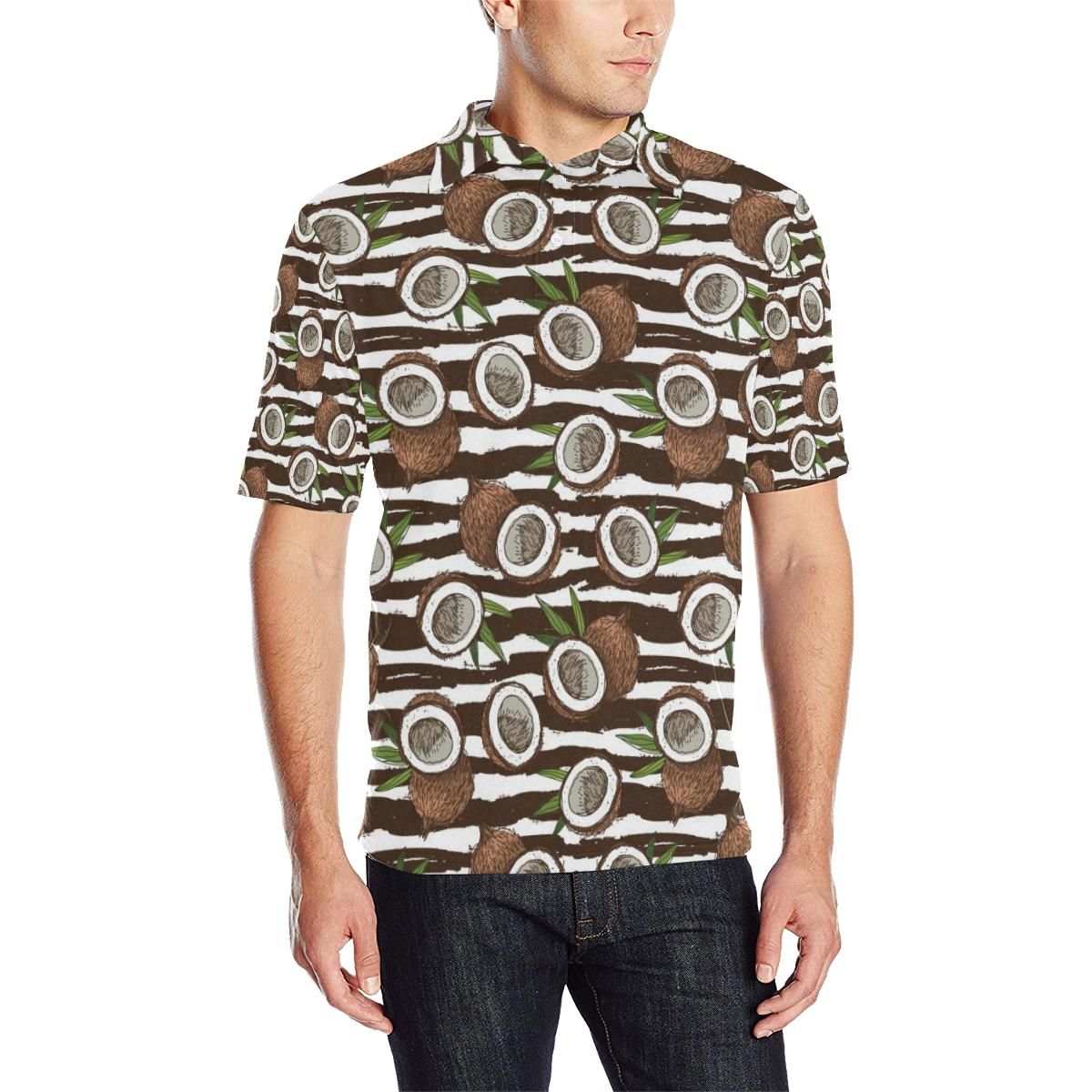 Coconut Pattern Print Design Cn04 Men Polo Shirt Coconut Pattern Print Design Cn04 Men Polo Shirt