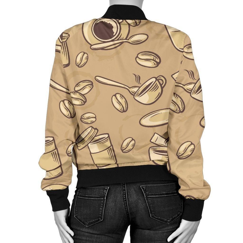 Coffee-Pattern-Print-Women-Casual-Bomber-Jacket-2
