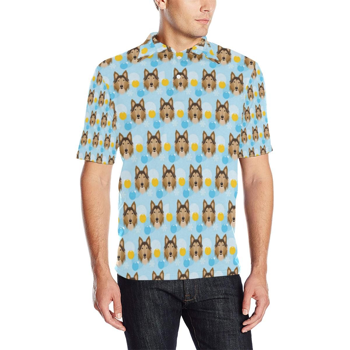 Collies Pattern Print Design 02 Men Polo Shirt Collies Pattern Print Design 02 Men Polo Shirt