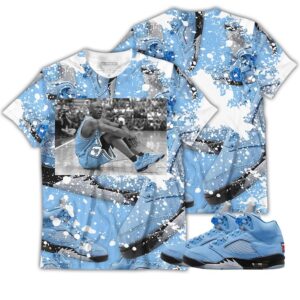 Color Basketball Shoes Goat Shirt Match Retro University Blue 5s Tee