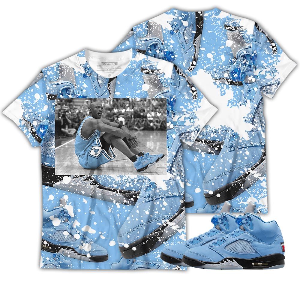 Color Basketball Shoes Goat Shirt Match Retro University Blue 5s Tee Color Basketball Shoes Goat Shirt Match Retro University Blue 5s Tee