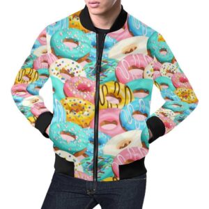 Colorful Donut Pattern Print Mens Bomber Jacket