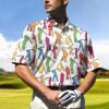 Colorful Male Golfer Pattern Unisex Polo Shirt #H