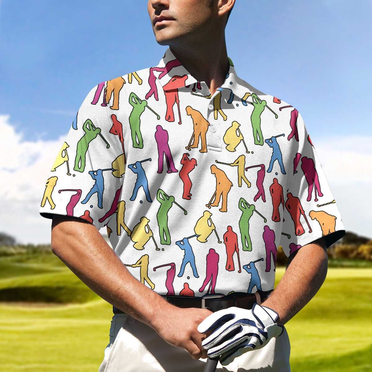 Colorful Male Golfer Pattern Unisex Polo Shirt #H Colorful Male Golfer Pattern Unisex Polo Shirt #H