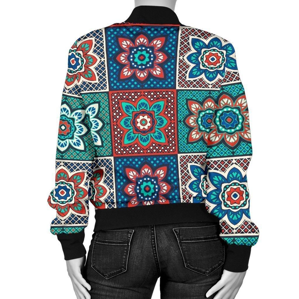 Colorful-Mosaic-Print-Pattern-Women-Casual-Bomber-Jacket-2