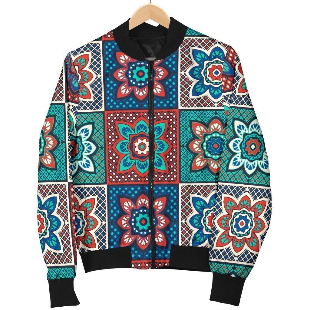 Colorful Mosaic Print Pattern Women Casual Bomber Jacket Colorful Mosaic Print Pattern Women Casual Bomber Jacket
