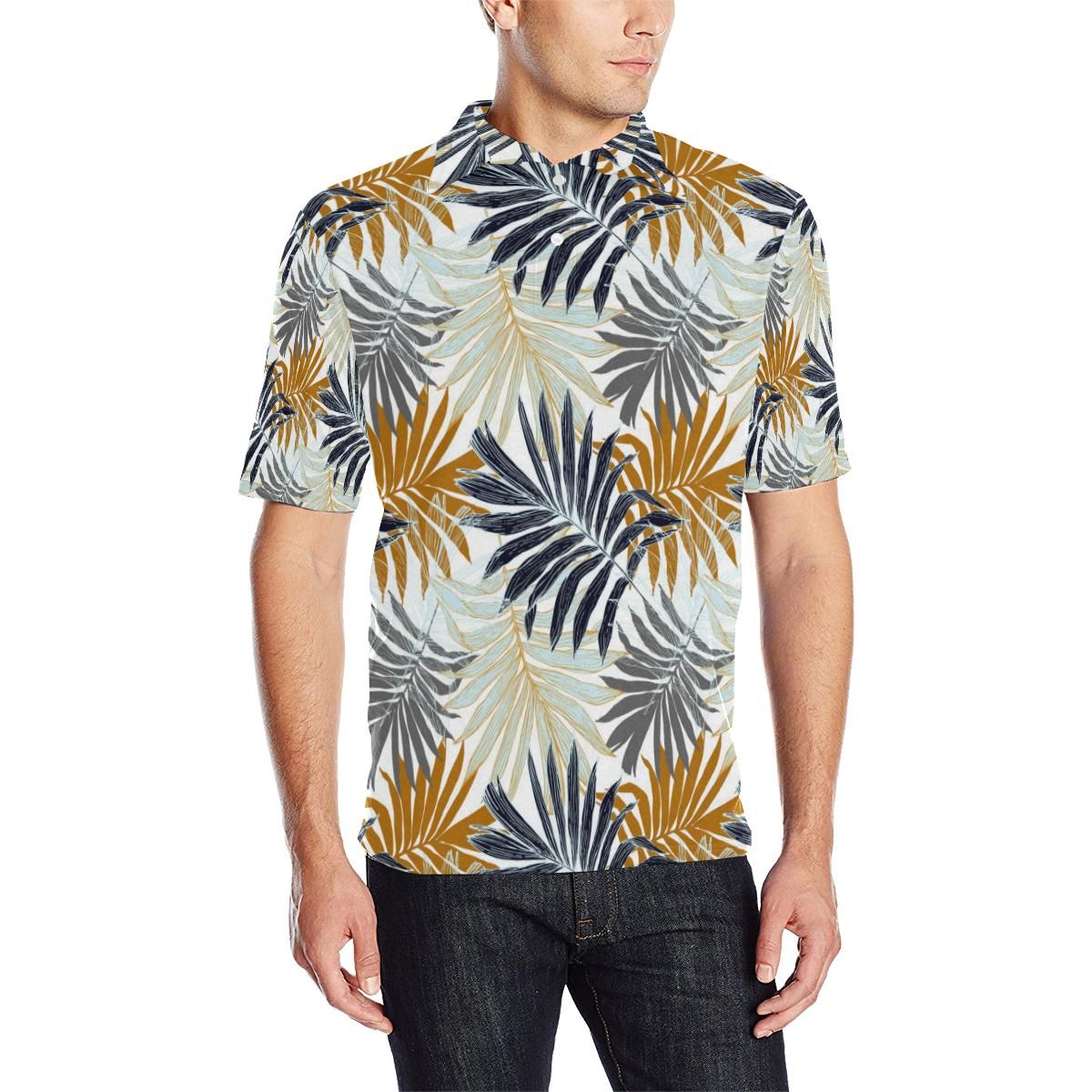 Colorful Tropical Palm Leaves Men Polo Shirt Colorful Tropical Palm Leaves Men Polo Shirt