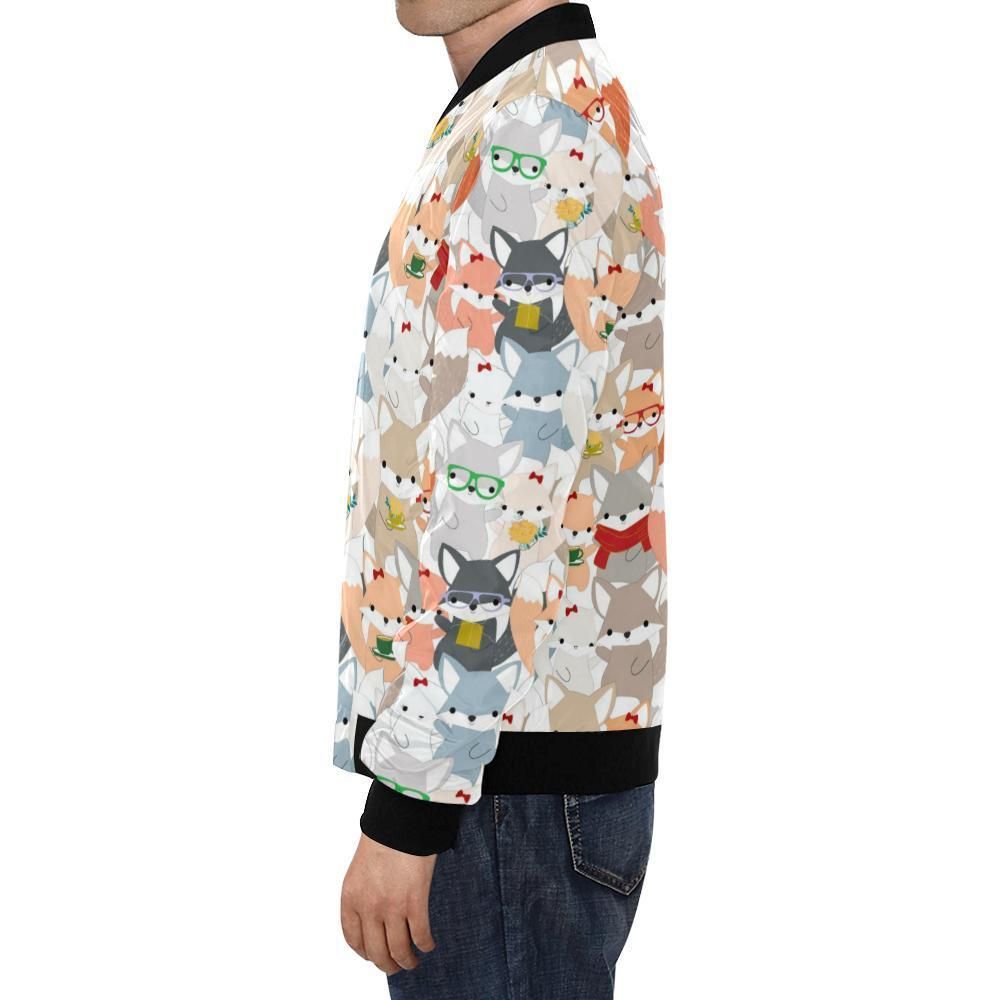Colorul-Fox-Pattern-Print-Mens-Bomber-Jacket-1