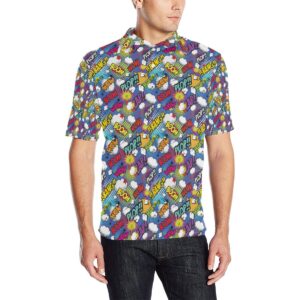 Comic Book Pattern Print Design 02 Men Polo Shirt