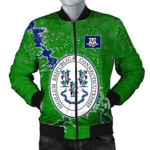 Connecticut Christmas Coat Of Arms Men Bomber Jacket  X Style J78 Bomber Jacket